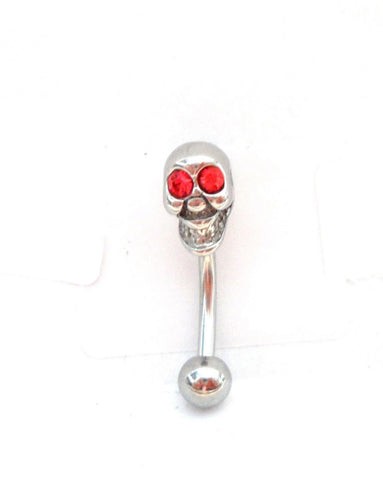 Red CZ Eyed Skull Vertical Clit Clitoral Hood VCH Jewelry Barbell Genital 14 gauge 14g - I Love My Piercings!