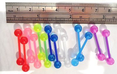 7 Pair Bioplast Metal Sensitive Straight Barbells Nipple Rings 14 gauge 14g - I Love My Piercings!