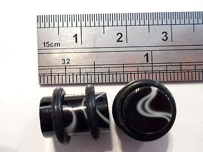 Pair BLACK Acrylic No Flare Ear Rings Plugs 0 gauge - I Love My Piercings!