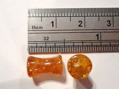 Pair 2 pieces Amber Double Flare Stretched Ear Lobe Plugs 4g 4 gauge - I Love My Piercings!