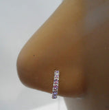 Sterling Silver Crystal Half Hoop Nose Stud L Shape Post Pin Ring 22 gauge 22g - I Love My Piercings!