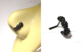 Black Titanium Bent L Shape Nose Ring Stud Hoop Daisys Flowers 18 gauge 18g