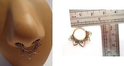 Gold Brass Ornate Hearts Septum Hoop Barbell Ring 16 gauge 16g - I Love My Piercings!