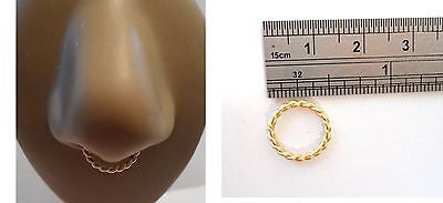 Coiled Enamel Non Tarnish Septum Hoop Ring 14 gauge 14g Gold 10mm Diameter - I Love My Piercings!