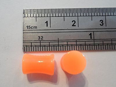 Pair 2 pieces Double Flare Acrylic Ear Lobe Plugs 2 gauge 2g Orange - I Love My Piercings!