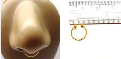 18k Gold Plated Fake Septum Plain Hoop Ring Looks 20 gauge 20g 10 mm Diameter - I Love My Piercings!