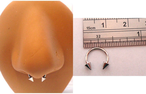 Surgical Steel Spiked Spikes Horseshoe Septum Hoop Ring 18 gauge 18g 8 mm - I Love My Piercings!