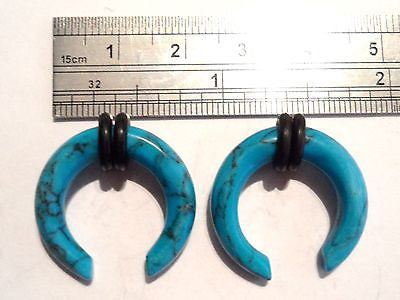 Pair Turquoise Blue Stone Open Hoop Tapers Plugs Pinchers Claws 4 gauge 4g - I Love My Piercings!