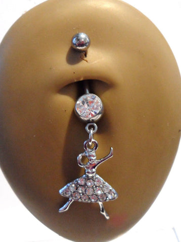 Surgical Steel Clear CZ Dancer Belly Curved Barbell Ring Bar Jewelry 14 - I Love My Piercings!
