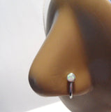 Surgical Steel Fake Faux White Opal Style Nose Hoop Clip Cuff Looks 18 gauge - I Love My Piercings!