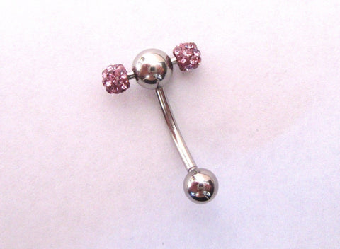 Surgical Steel Lilac Crystal Rolling Balls Bar VCH Jewelry Clit Clitoral Hood Ring 14g - I Love My Piercings!