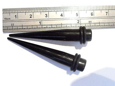 Pair Straight Stretchers Tapers Ear Lobe Gauges 0 gauge 0g Black - I Love My Piercings!