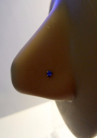 10K Yellow Gold 4 Claw Set Pronged Round Cut Sapphire Nose L Shape Stud 22 gauge - I Love My Piercings!