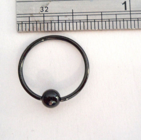 Black Titanium Bead Ball Hoop Ring Conch Ear Earrings 18 gauge 18g 12mm - I Love My Piercings!