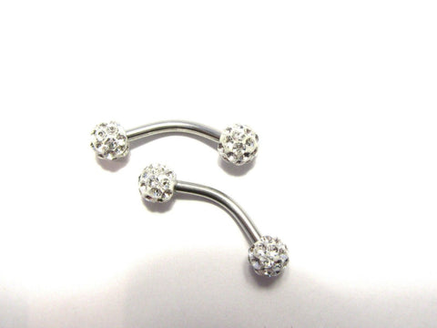 Clear Crystal 5 mm Balls Surgical Steel Nipple Curved Barbells Piercing 14 gauge - I Love My Piercings!