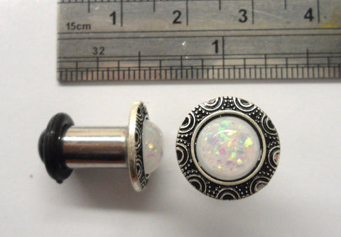 Surgical Steel Opal Style Single Flare O rings Plugs Lobe Jewelry 2 gauge 2g - I Love My Piercings!