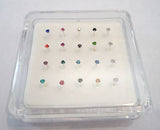 20 Pack Claw Set 2mm Crystal Nose Straight Pins Studs 22 gauge 22g - I Love My Piercings!