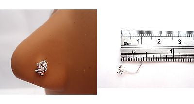 Silver Nose Stud Pin Ring L Shape Post Clear Crystal xo Hug Kiss 20g 20 gauge - I Love My Piercings!