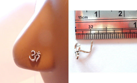 Sterling Silver Nose Jewelry Stud L Shape Bent Pin Post Om Symbol 20g 20 gauge - I Love My Piercings!