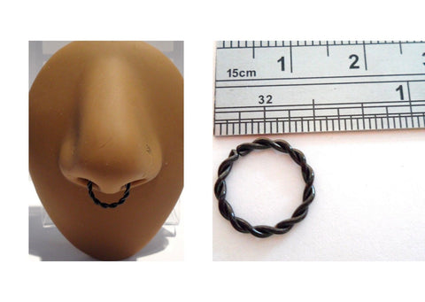 Black Titanium Double Twist Septum Hoop Seamless Jewelry 14 gauge 10 mm Diameter - I Love My Piercings!