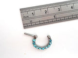 Blue Crystal Nose Septum Clicker Ring Hoop 7mm Straight Post 16 gauge 16g - I Love My Piercings!