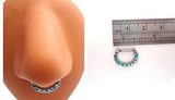 Blue Crystal Nose Septum Clicker Ring Hoop 7mm Straight Post 14 gauge 14g - I Love My Piercings!