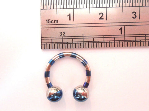 Two Toned Titanium Plated Balls Horseshoe Blue Silver 14 gauge 1/2 inch Diameter - I Love My Piercings!