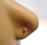 10K Real Yellow Gold Clear 1.5mm Crystal Nose L Shape Stud Pin Ring 20 gauge 20g - I Love My Piercings!
