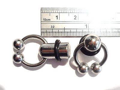2 pieces Single Fare Surgical Steel horseshoe dangle plugs 0 gauge 0g - I Love My Piercings!