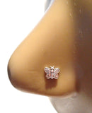 Sterling Silver Tribal Butterfly L Shape Post Pin Stud Nose Ring 20 gauge 20g - I Love My Piercings!