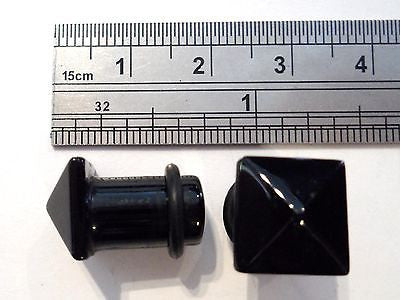 2 pieces Pair Black Onyx Stone Single Flare Lobe Plugs with O rings 0 gauge 0g - I Love My Piercings!