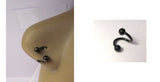 Black Titanium Twisted Nose Hoop Ring with Balls 18 gauge 18g 6 mm diameter - I Love My Piercings!
