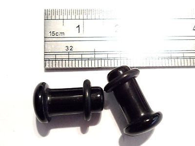 Pair 2 Pieces Black Onyx Murano Glass Single Flare Lobe Plugs 2 gauge 2g - I Love My Piercings!