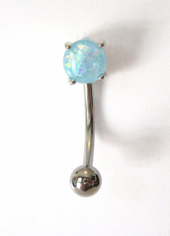 Surgical Steel Curved Barbell Bar Aqua Opalite VCH Jewelry Vertical Hood Clit Hood Ring - I Love My Piercings!