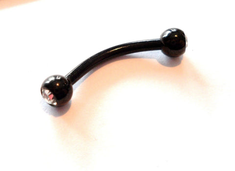 Black with Clear CZ Crystal Balls Clit Clitoral Hood VCH Jewelry 14 gauge 14g 1/2 inch - I Love My Piercings!