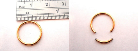 Yellow Gold Titanium Segment Ear Cartilage No Ball Hoop 16 gauge 12 mm diameter - I Love My Piercings!