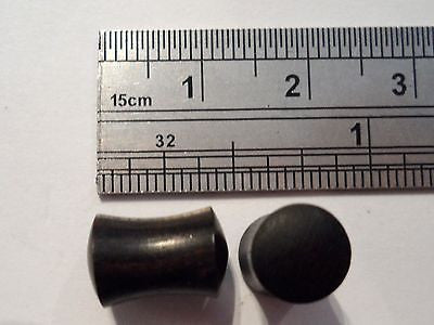 Pair Black Ebony Wood Organic Natural Ear Lobe Plugs Double Flare 2g 2 gauge - I Love My Piercings!