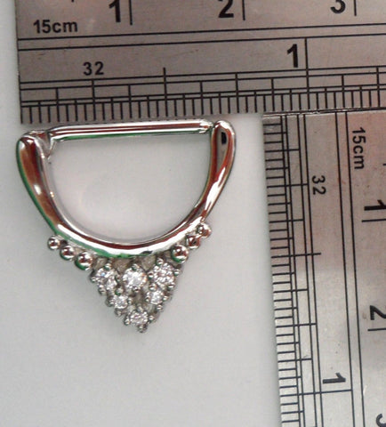 Surgical Steel Clear Crystal Drop Half Hoop Nipple Straight Barbell 14 gauge 14g - I Love My Piercings!