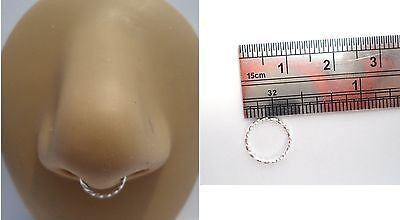 Twisted Silver Titanium Seamless Septum Hoop Ring 18 gauge 18g 9mm Diameter - I Love My Piercings!