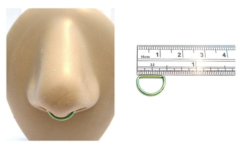Green Titanium Plated Straight Bar Easy Use Septum Nose Hoop 16 gauge 16g 10mm - I Love My Piercings!