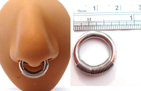 Surgical Steel Hoop Spring Loaded Septum Ring 1/2 inch Diameter 8 gauge 8g - I Love My Piercings!