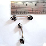 Surgical Steel Flower Straight Barbell Nipple Jewelry Ring 14 gauge 14g - I Love My Piercings!