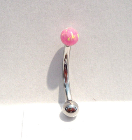 Pink Opal 4mm Ball Vertical Clitoral Hood VCH Jewelry Curved Barbell Genital 14 gauge - I Love My Piercings!