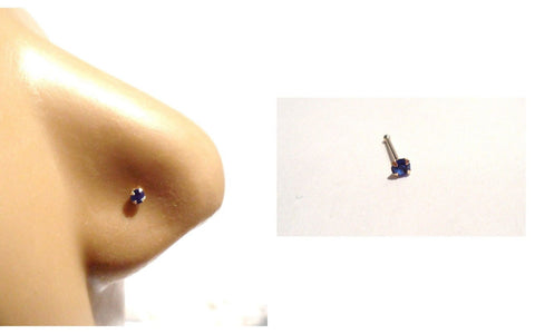10K Yellow Gold 4 Claw Pronged Round Cut Sapphire Blue Nose Bone Ball End 22g - I Love My Piercings!