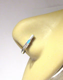 Surgical Steel Turquoise Flower Bent L Shape Nose Ring Stud Hoop 20 gauge 20g