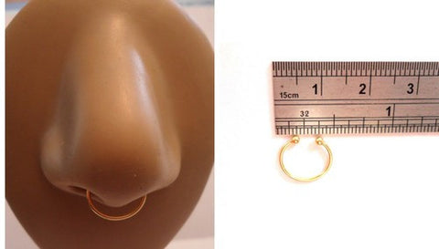 Gold Titanium Fake Faux Septum Ring Hoop Looks 20 gauge 9mm Diameter - I Love My Piercings!