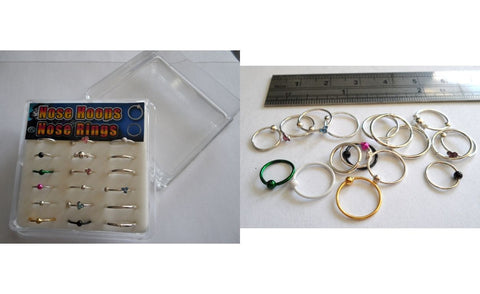 Wholesale 18 piece Nose Hoops Rings 22g 20g 18g Display Sterling Silver - I Love My Piercings!