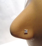 4 Piece Sterling Silver Beaded Square CZ Nose Bones Ball End Post Pin 22 gauge - I Love My Piercings!