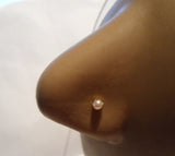 10K Gold Claw Set Pronged White Pearl L Shape Nose Pin Stud Ring 22 gauge 22g - I Love My Piercings!