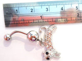 Surgical Steel Paved Crystal CZ Cat Belly Curved Barbell Ring Bar Jewelry 14g - I Love My Piercings!